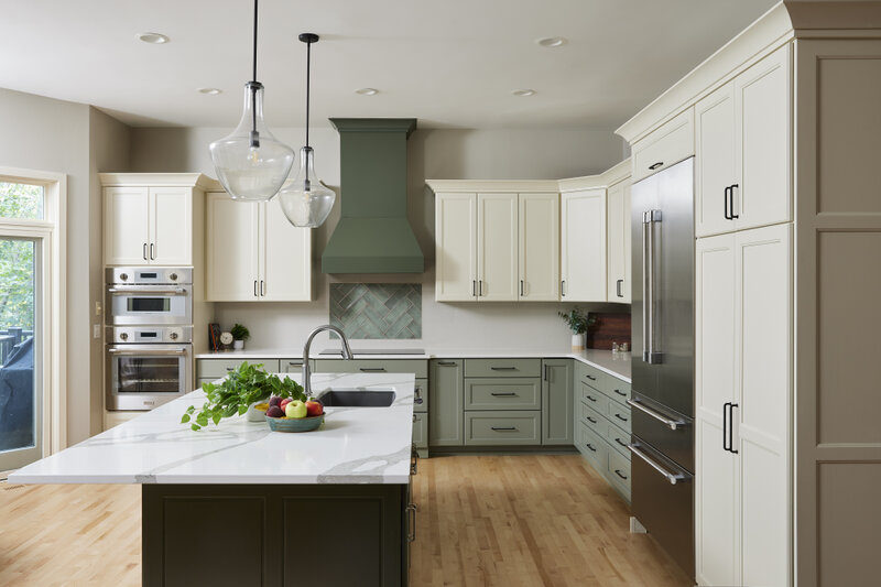 Kitchen, living room and powder room remodel in Chanhassen, Minnesota.