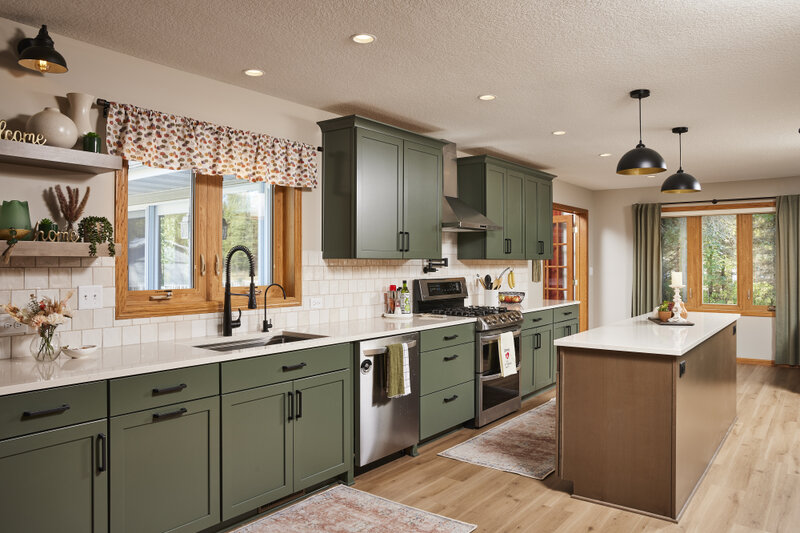 Homeowners wanted a modern design flow that provided a larger more functional kitchen with better access to both the 4-season porch and the dedicated main level office.
